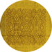 Round Oriental Yellow Industrial Rug, urb3020yw