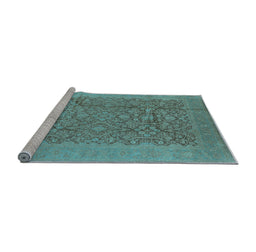 Sideview of Machine Washable Oriental Light Blue Industrial Rug, wshurb3020lblu