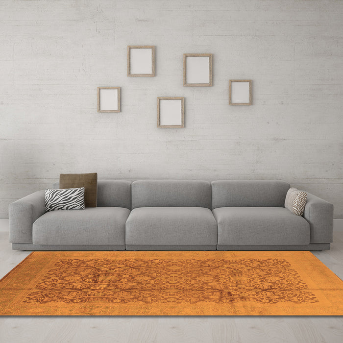 Machine Washable Oriental Orange Industrial Area Rugs in a Living Room, wshurb3020org