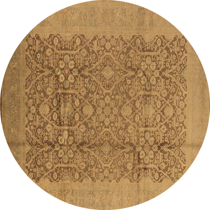 Round Machine Washable Oriental Brown Industrial Rug, wshurb3020brn