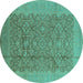 Round Oriental Turquoise Industrial Rug, urb3020turq