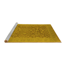 Sideview of Machine Washable Oriental Yellow Industrial Rug, wshurb3020yw