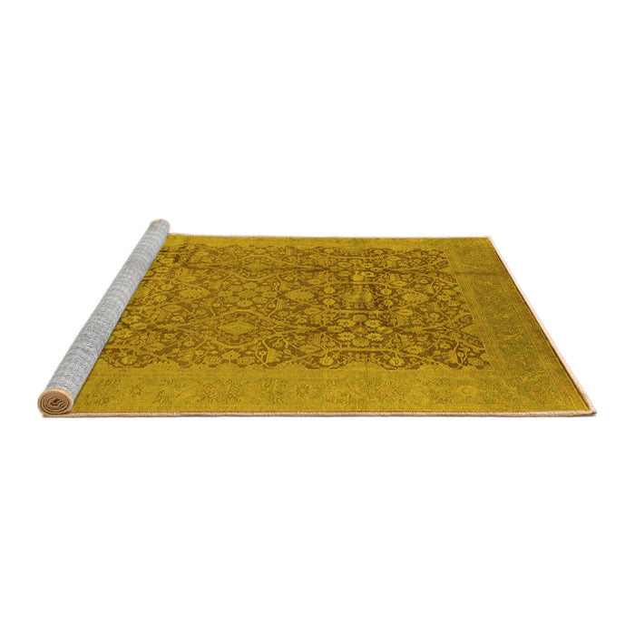 Sideview of Machine Washable Oriental Yellow Industrial Rug, wshurb3020yw