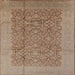 Square Mid-Century Modern Gold Brown Oriental Rug, urb3020