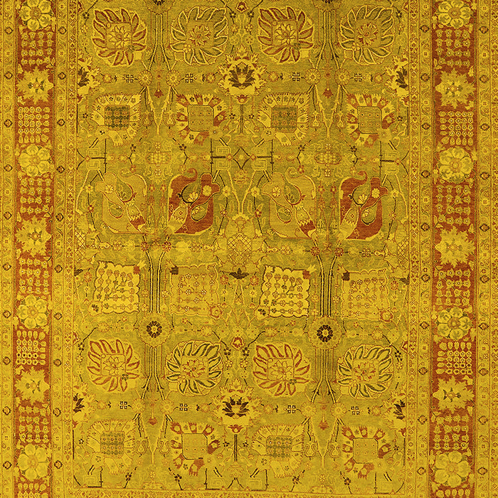 Machine Washable Oriental Yellow Industrial Rug, wshurb3021yw