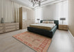 Mid-Century Modern Chestnut Red Oriental Rug in a Bedroom, urb3021