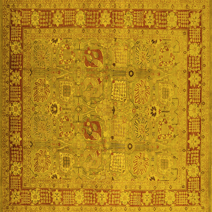 Square Machine Washable Oriental Yellow Industrial Rug, wshurb3021yw