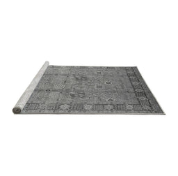 Sideview of Machine Washable Oriental Gray Industrial Rug, wshurb3021gry