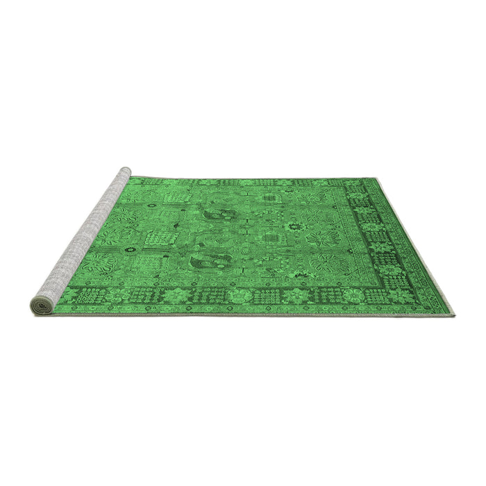 Sideview of Machine Washable Oriental Emerald Green Industrial Area Rugs, wshurb3021emgrn