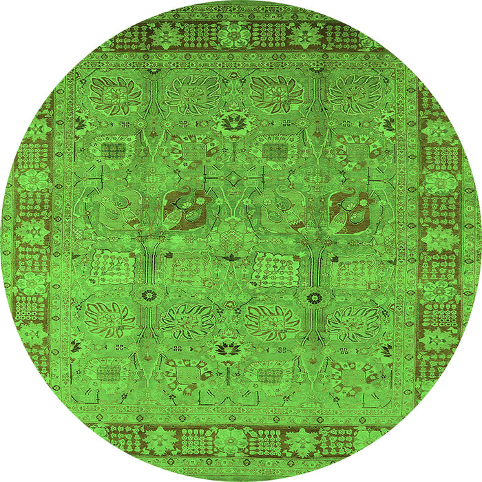 Round Oriental Green Industrial Rug, urb3021grn