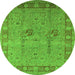 Round Oriental Green Industrial Rug, urb3021grn