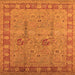 Square Machine Washable Oriental Orange Industrial Area Rugs, wshurb3021org