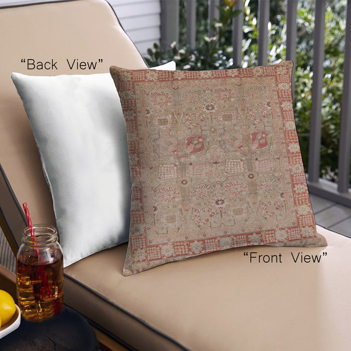 Front View of Mid-Century Modern Urban Square Chestnut Red Throw Pillow, 18 inch by 18 inch, pwurb3021