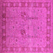 Square Machine Washable Oriental Pink Industrial Rug, wshurb3021pnk