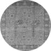 Round Machine Washable Oriental Gray Industrial Rug, wshurb3021gry