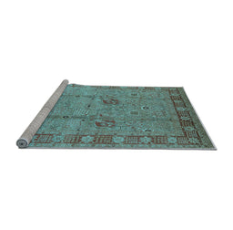 Sideview of Machine Washable Oriental Light Blue Industrial Rug, wshurb3021lblu
