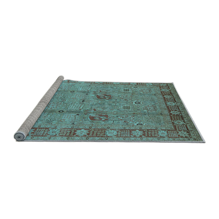 Sideview of Machine Washable Oriental Light Blue Industrial Rug, wshurb3021lblu