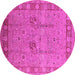 Round Oriental Pink Industrial Rug, urb3021pnk