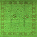 Square Machine Washable Oriental Green Industrial Area Rugs, wshurb3021grn