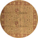 Round Oriental Brown Industrial Rug, urb3021brn