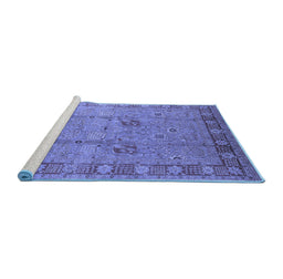 Sideview of Machine Washable Oriental Blue Industrial Rug, wshurb3021blu