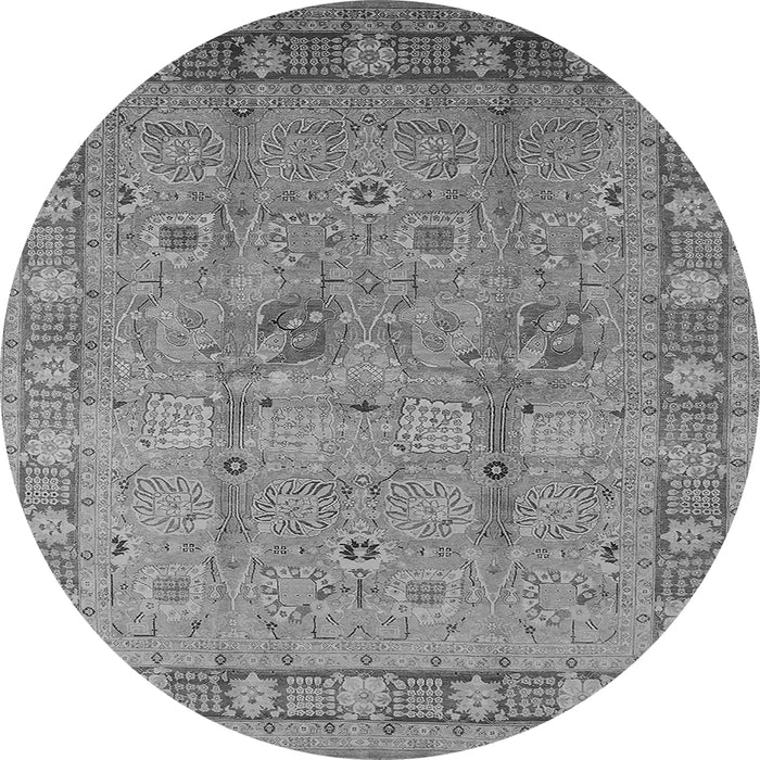 Round Oriental Gray Industrial Rug, urb3021gry