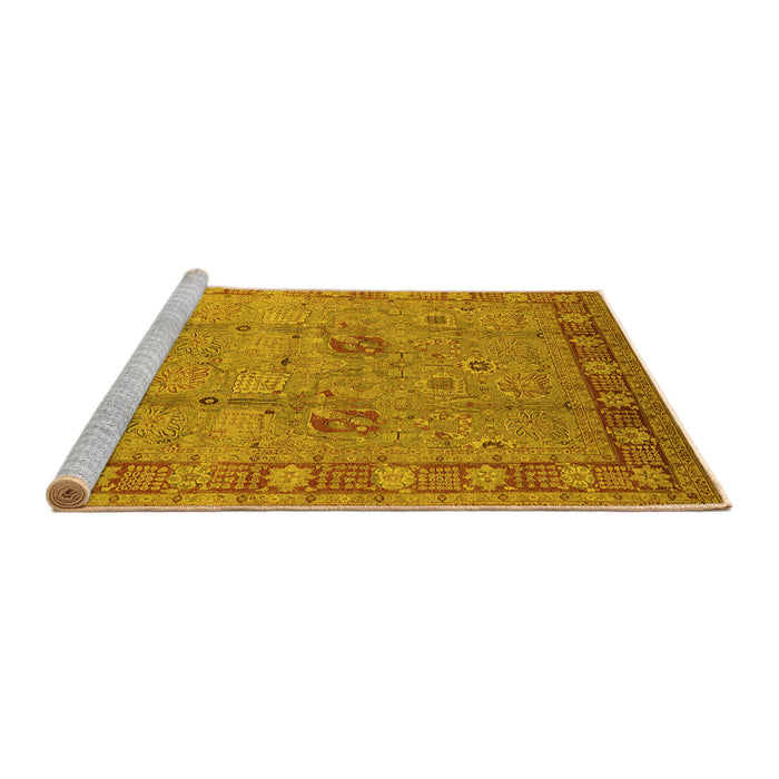 Sideview of Machine Washable Oriental Yellow Industrial Rug, wshurb3021yw