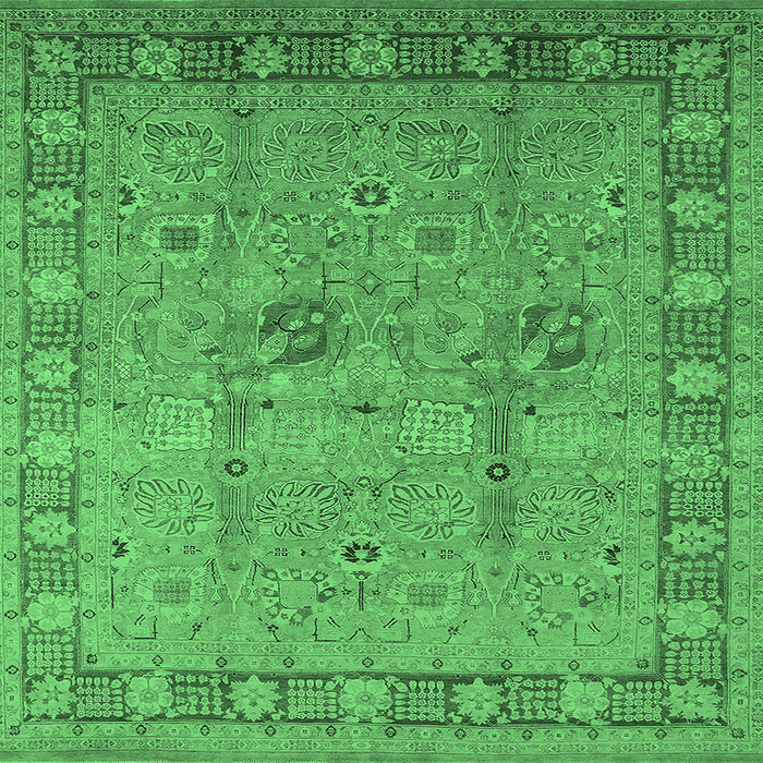Square Machine Washable Oriental Emerald Green Industrial Area Rugs, wshurb3021emgrn