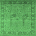 Square Machine Washable Oriental Emerald Green Industrial Area Rugs, wshurb3021emgrn