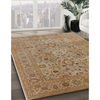 Mid-Century Modern Light Brown Oriental Rug, urb3022