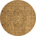 Round Oriental Brown Industrial Rug, urb3022brn