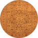 Round Machine Washable Oriental Orange Industrial Area Rugs, wshurb3022org