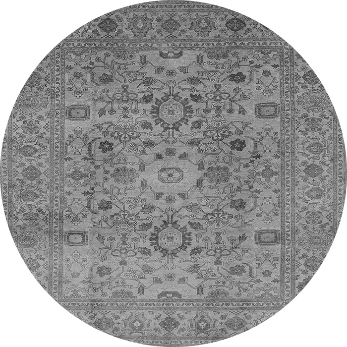 Round Machine Washable Oriental Gray Industrial Rug, wshurb3022gry