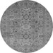 Round Machine Washable Oriental Gray Industrial Rug, wshurb3022gry