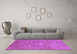 Machine Washable Oriental Purple Industrial Area Rugs in a Living Room, wshurb3022pur