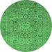 Round Oriental Emerald Green Industrial Rug, urb3022emgrn