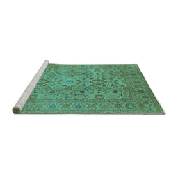 Sideview of Machine Washable Oriental Turquoise Industrial Area Rugs, wshurb3022turq