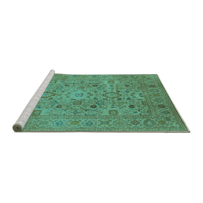 Sideview of Machine Washable Oriental Turquoise Industrial Area Rugs, wshurb3022turq