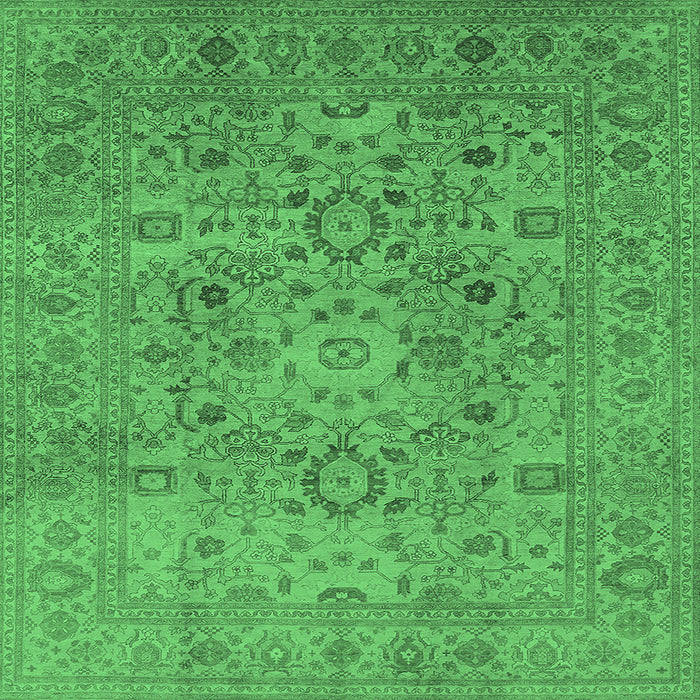 Square Machine Washable Oriental Emerald Green Industrial Area Rugs, wshurb3022emgrn