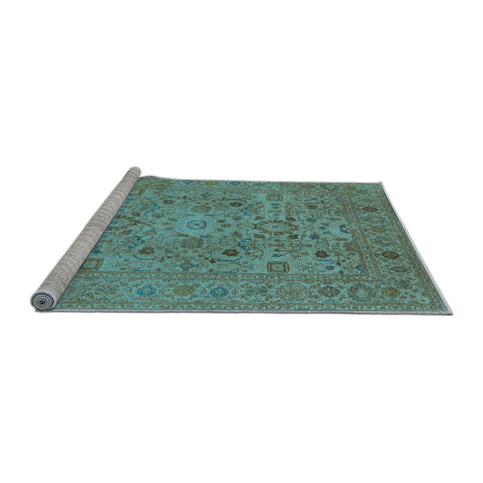 Sideview of Machine Washable Oriental Light Blue Industrial Rug, wshurb3022lblu