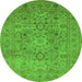 Round Oriental Green Industrial Rug, urb3022grn