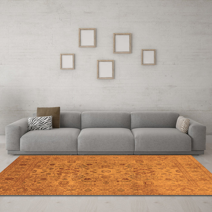 Machine Washable Oriental Orange Industrial Area Rugs in a Living Room, wshurb3022org