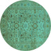 Round Oriental Turquoise Industrial Rug, urb3022turq