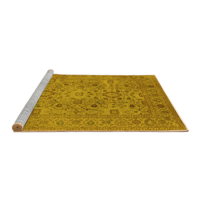 Sideview of Machine Washable Oriental Yellow Industrial Rug, wshurb3022yw