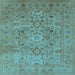 Square Machine Washable Oriental Light Blue Industrial Rug, wshurb3022lblu