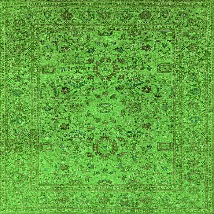 Square Machine Washable Oriental Green Industrial Area Rugs, wshurb3022grn