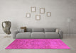 Machine Washable Oriental Pink Industrial Rug in a Living Room, wshurb3022pnk