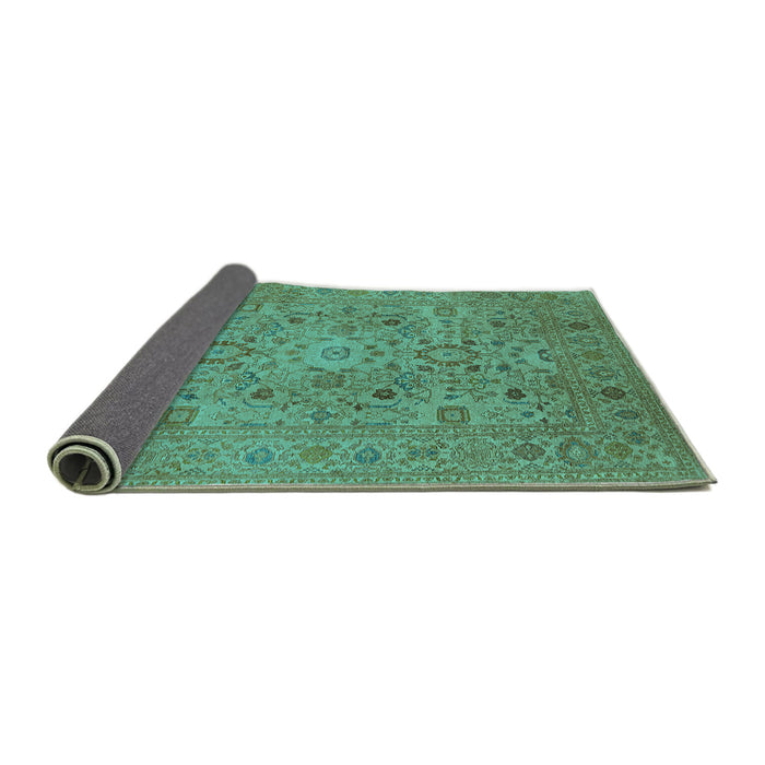 Sideview of Oriental Turquoise Industrial Rug, urb3022turq