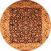 Round Machine Washable Oriental Orange Industrial Area Rugs, wshurb3023org