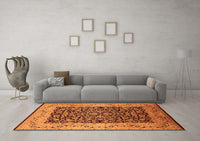 Machine Washable Oriental Orange Industrial Rug, wshurb3023org